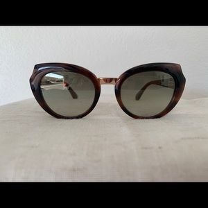 Lanvin Shiny Brown Havana 9AJX Cat Eye Sun Glasses